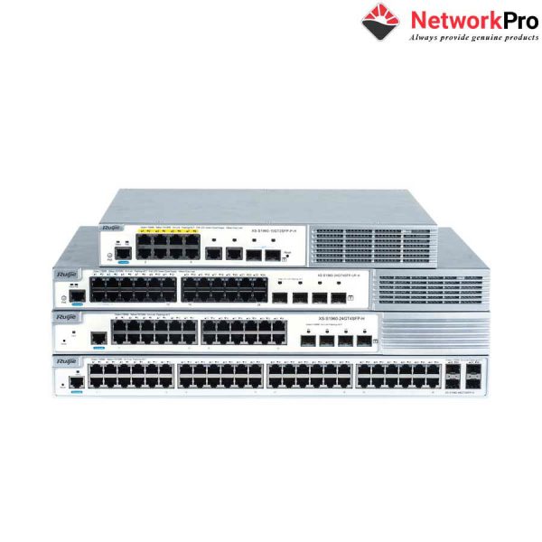 Model, RG-NBS5200-48GT4XS. Fixed ports, 48 10/100/1000Base-T ports, 4 SFP+ 10GBase-X ports, fixed single AC power supply. Switching capacity, 336Gbps.