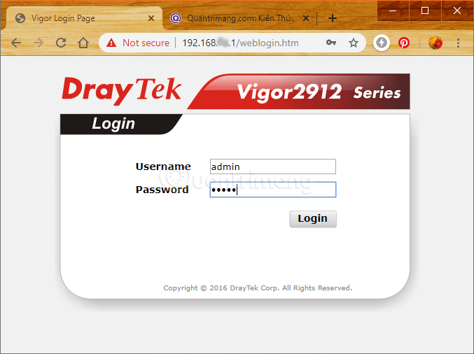Hướng dẫn đổi mật khẩu đăng nhập Router Vigor Draytek