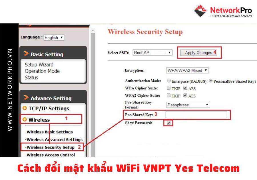 đổi Pass WiFi VNPT Yes Telecom