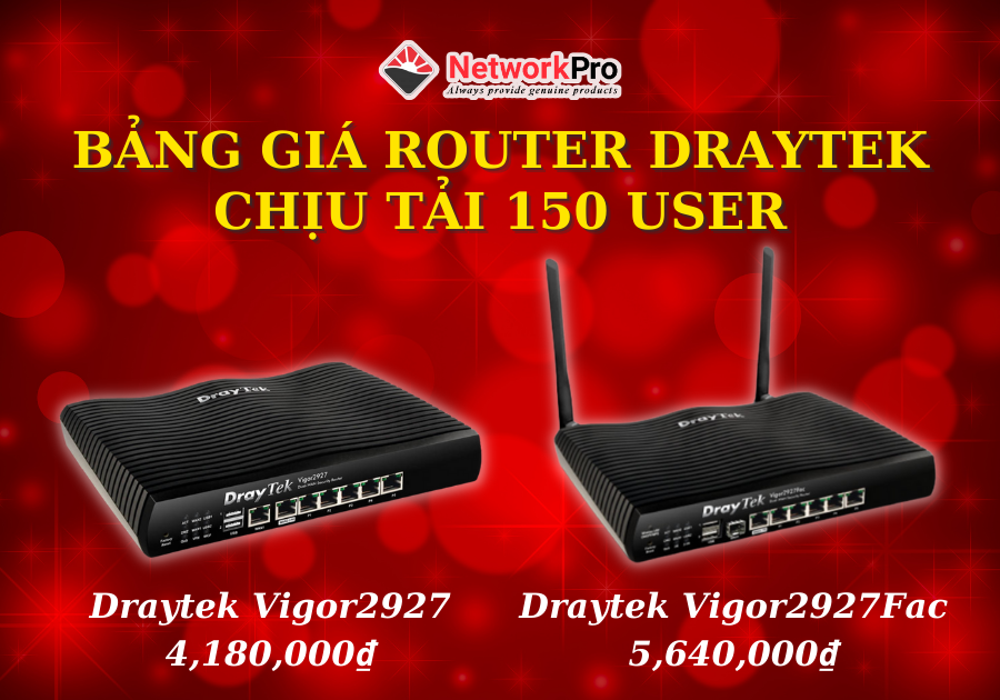 Bảng Giá Router Draytek chịu tải 150 user