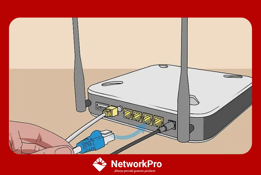 Cắm một đầu của cáp Ethernet khác vào bộ định tuyến