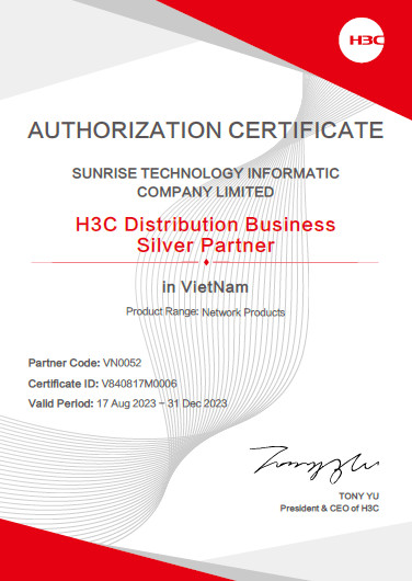 Giấy chứng nhận đại lý phân phối H3C chính thức tại Việt Nam - NetworkPro.vn