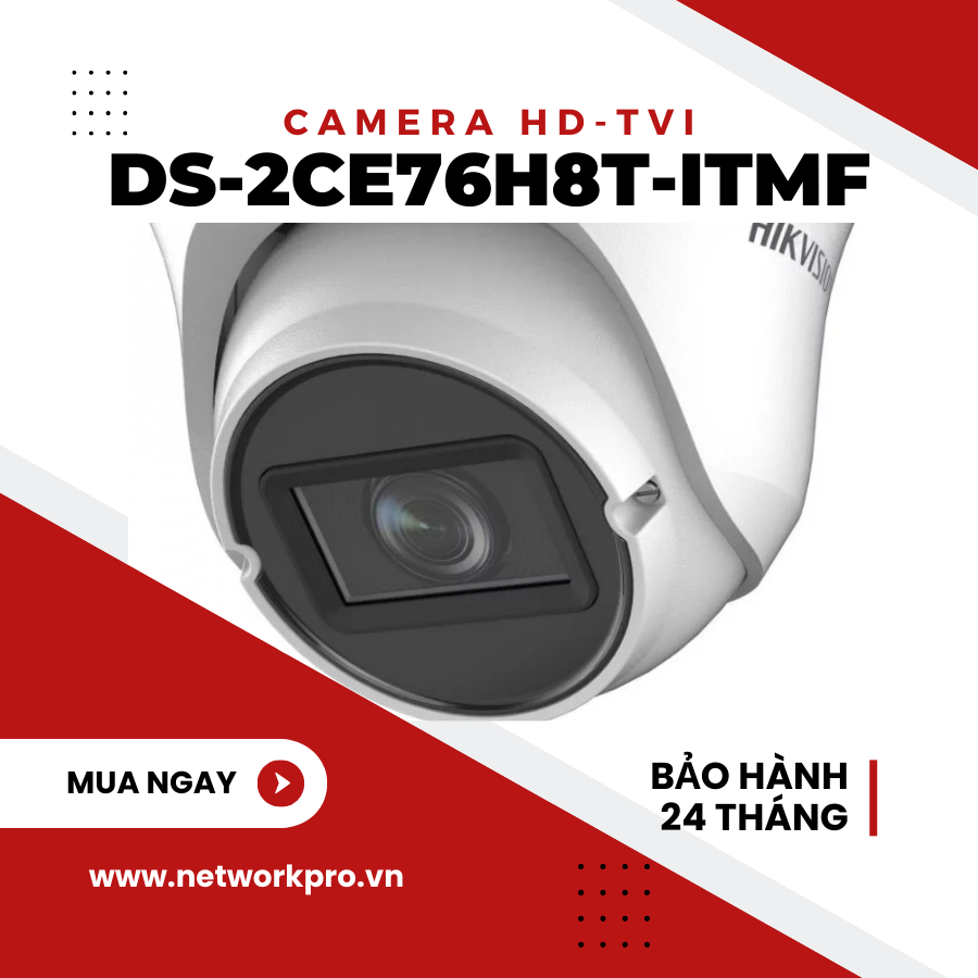Camera Dome HD-TVI hồng ngoại 5.0 Megapixel HIKVISION DS-2CE76H8T-ITMF