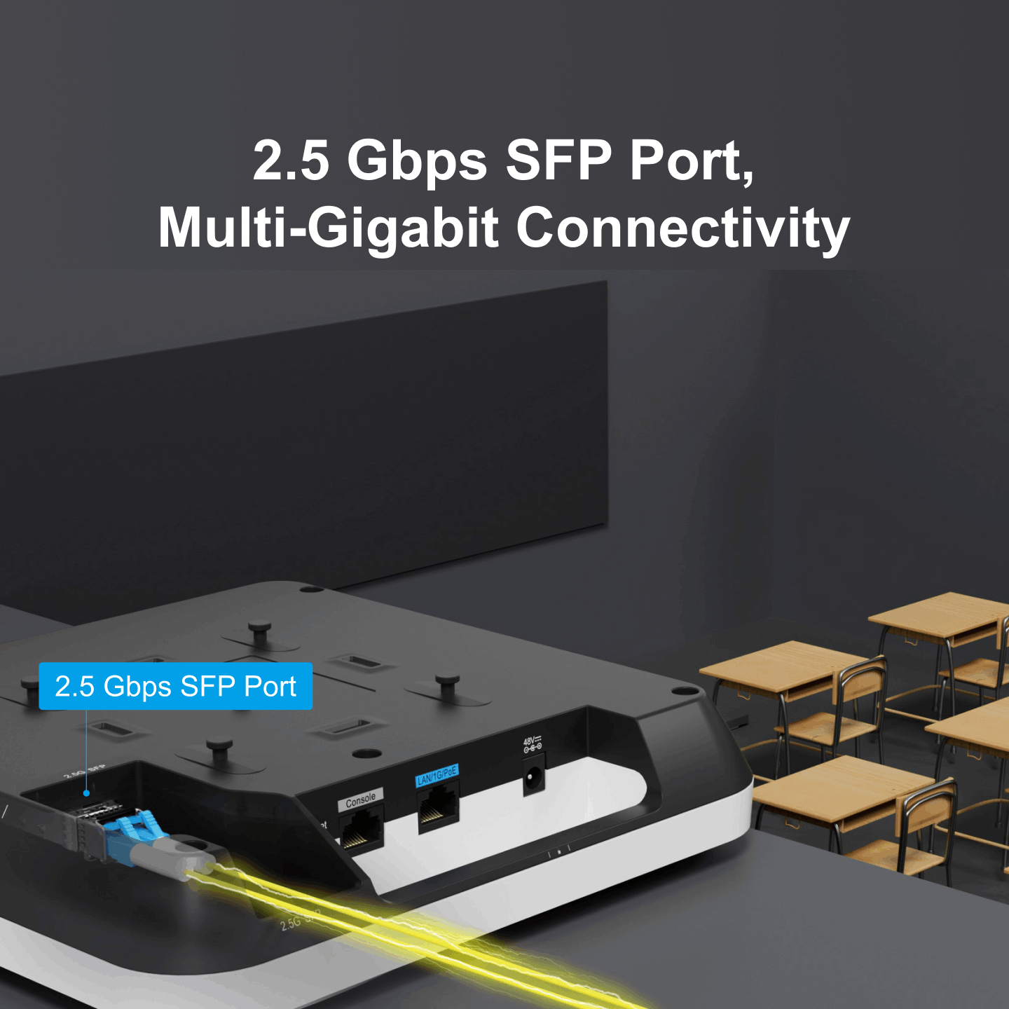 Bộ phát WiFi treo trần RUIJIE RG-AP820-L(V3) hỗ trợ cổng SFP 2.5Gbs