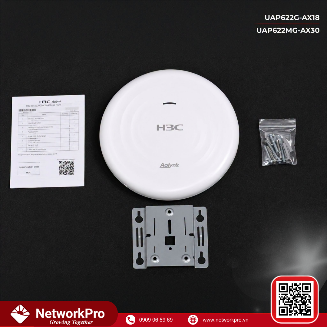 AOLYNK-UAP622MG-AX30 (1) H3C Aolynk UAP622G-AX30 | Wi-Fi 6 Gắn Trần, Tốc Độ 2976Mbps