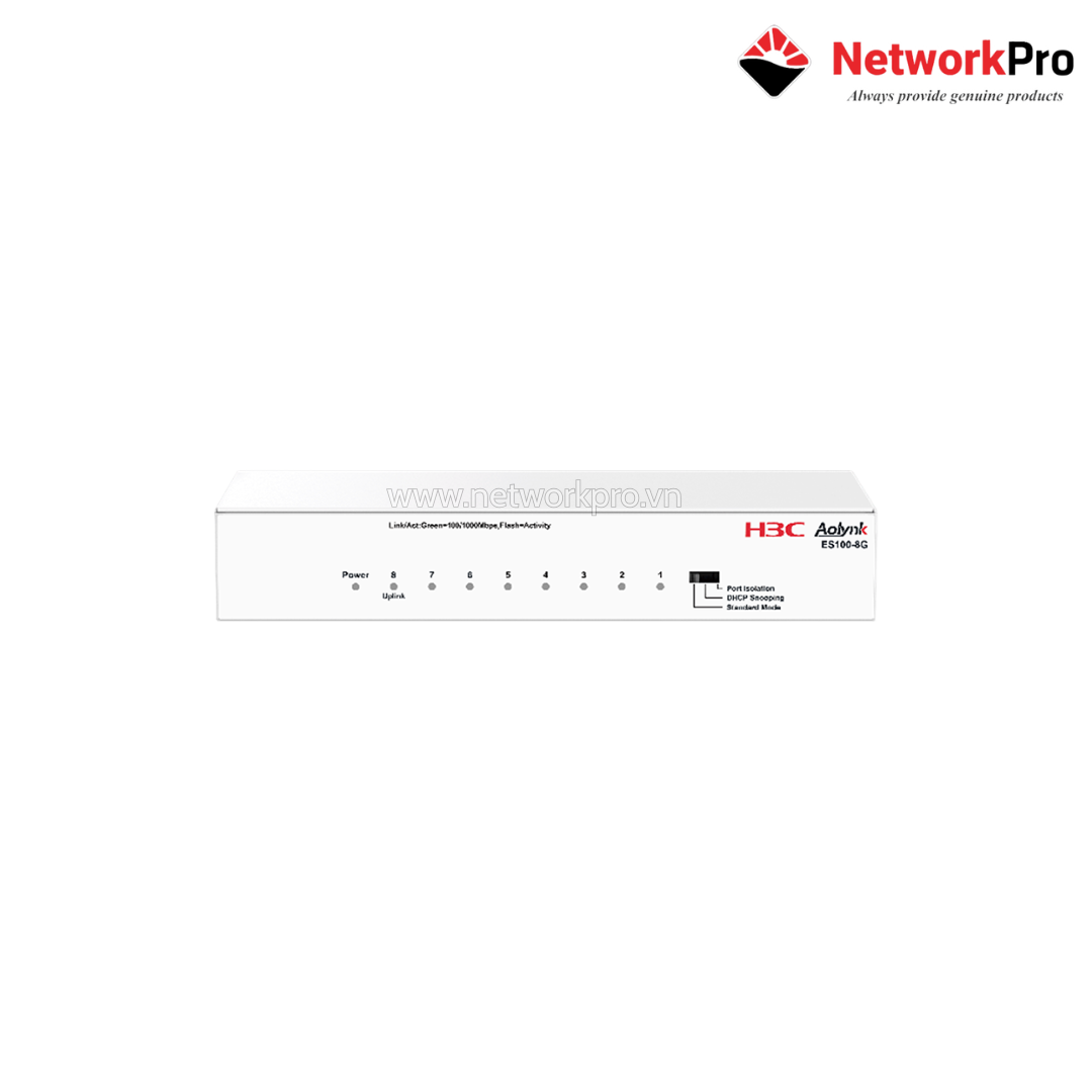 Switch H3C AOLYNK ES100-8G (1) Switch H3C AOLYNK ES100-8G – 8 Cổng Gigabit, Fanless, MAC 8K