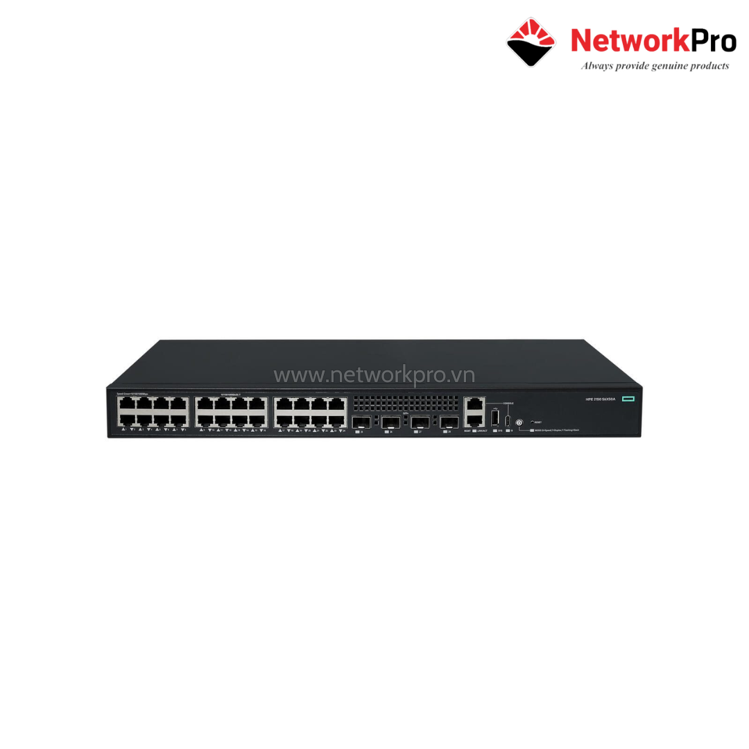 Switch HPE Networking CW 2150 S6X50A (1) Switch HPE CW 2150 S6X50A – 24G + 4 SFP+ 10G Fanless Layer 3 | NetworkPro
