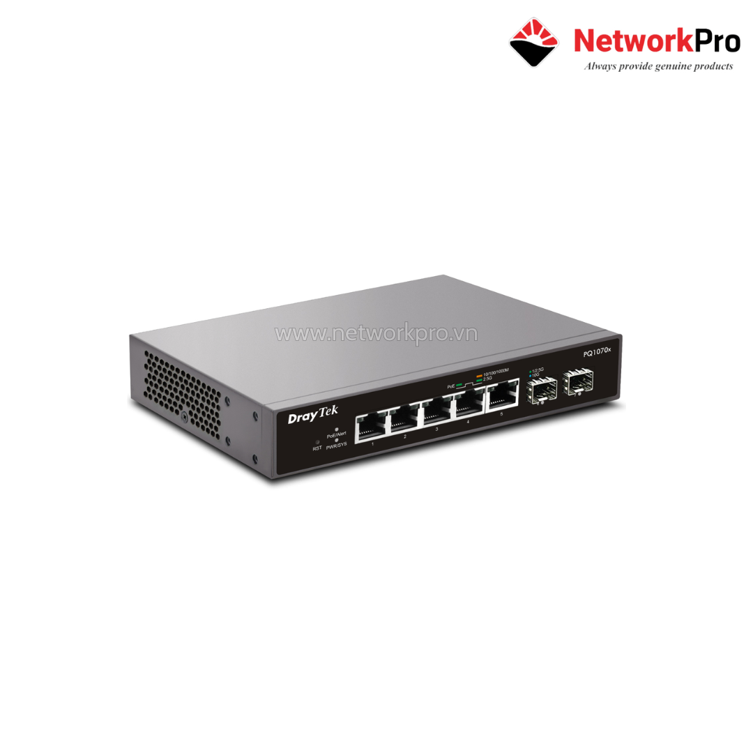 VigorSwitch PQ1070x (1) Switch PoE DrayTek VigorSwitch PQ1070x – 2.5G 75W Smart Managed | NetworkPro
