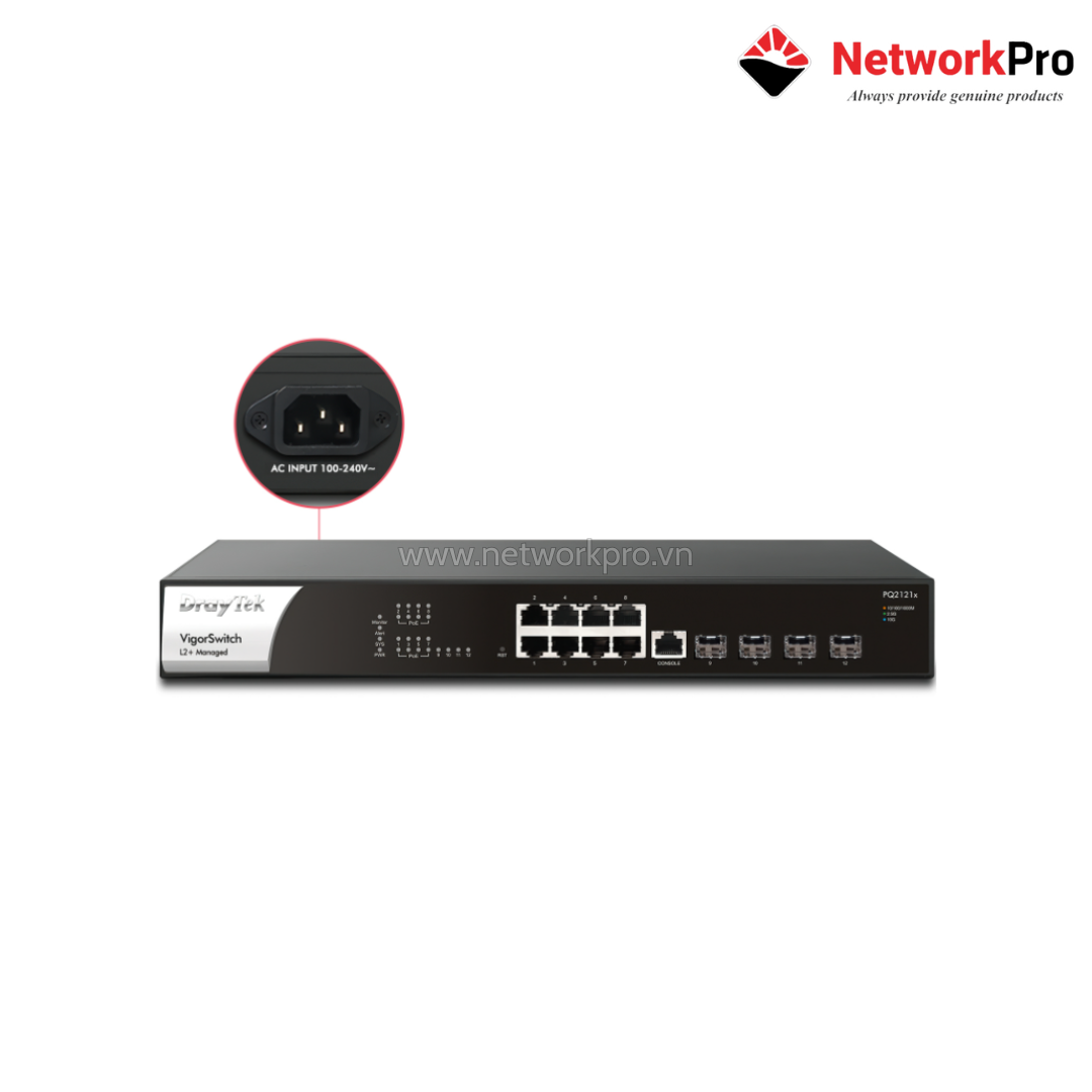 VigorSwitch PQ2121x (1) Switch PoE DrayTek VigorSwitch PQ2121x – 2.5G 140W L2+ | NetworkPro